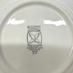 Buttercup federalist ironstone 6” yellow saucers/tea cup plates #4239 set of 4